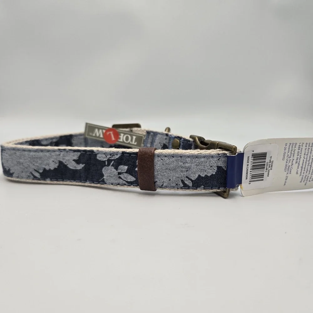 Top Paw‎ Dog Collar Size Large Linen Blend Denim Comfort Adjustable Collar